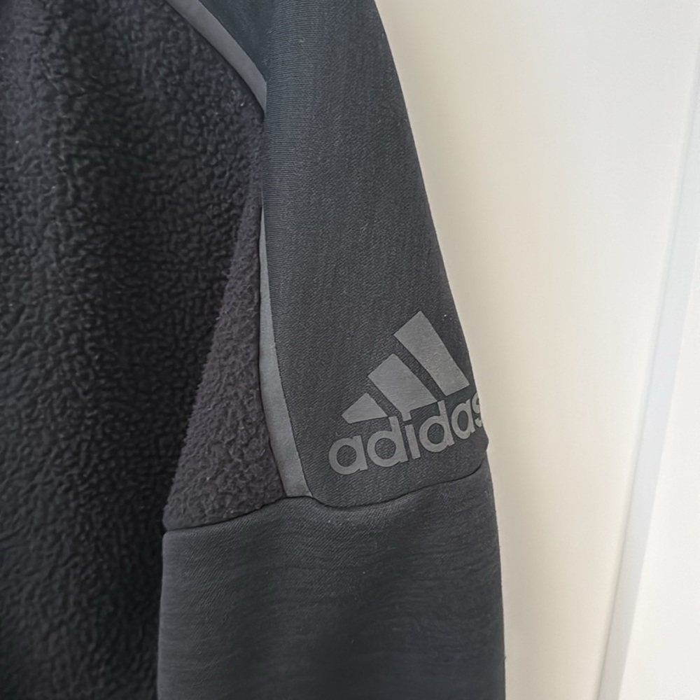 Adidas Black Zip Jacker with Hood and pockets - Picture 2 of 8